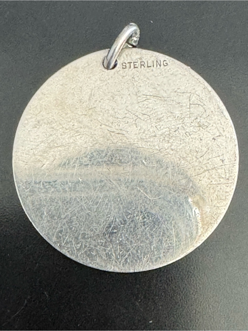 Vintage Sterling Silver Etched Disc Pendant - Botanical Guilloché Design - Picture 2 of 4